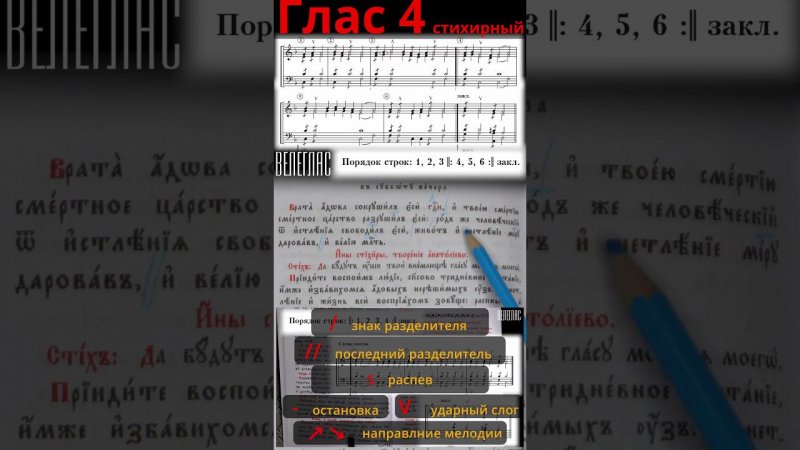 Глас 4. Стихирный. Практика. Разметка стихиры. "Врата адова сокрушил еси Господи" #shorts