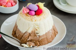 Празднично-шоколадный десерт.
ТВОРОЖНАЯ ПАСХА "ТРИ ШОКОЛАДА"