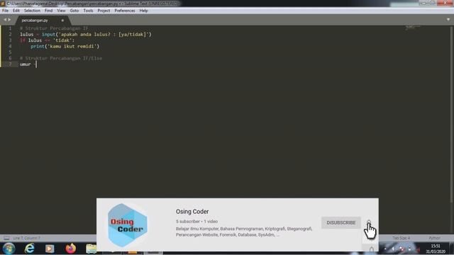 Kondisi Percabangan If/Elif/Else | Tutorial Python Bahasa Indonesia