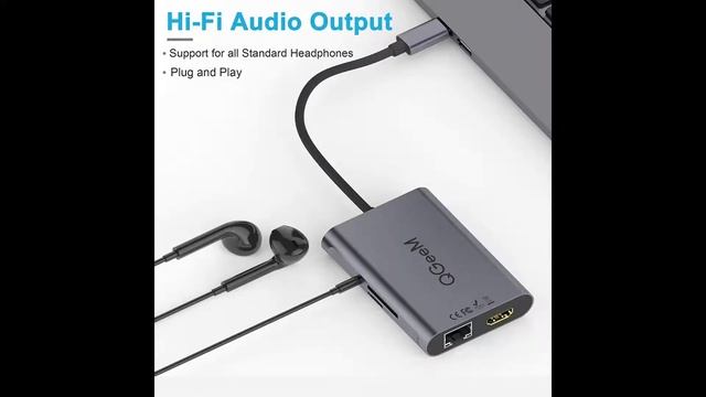 USB C Hub Adapter,QGeeM 8 in 1 4K USB C to HDMI Type C to Ethernet 1G, смотреть онлайн