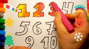 Рисуем маркерами ЦИФРЫ 12345678910 ярко, Играем Учимся, Для Детей,Рисуем с детьми,Как нарисовать.