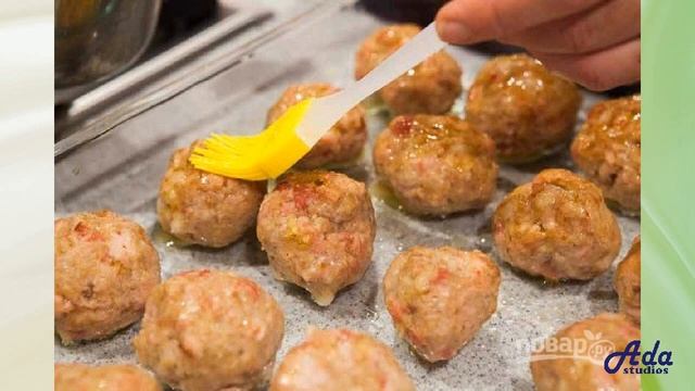 Глазированные мясные шарики Рецепт, пошаговый, как приготовить, видеорецепт