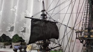 № 109 Сборка модели корабля черная жемчужина Установка второго паруса на третью  мачту.
