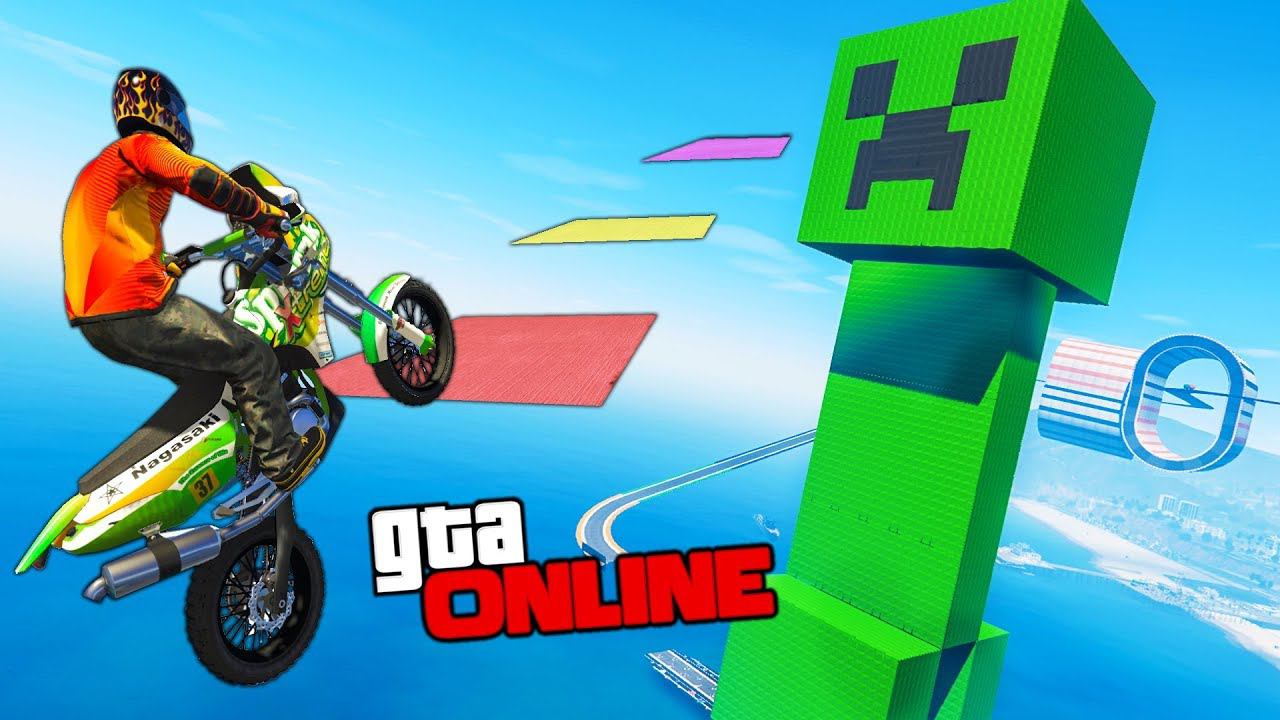 ГТА 5 БЕЗУМНАЯ ГОНКА НА МОТОЦИКЛАХ ПО КРИППЕРУ ИЗ МАЙНКРАФТ! GTA 5 ИГРЫ ОНЛАЙН ВИДЕО GTA 5 ONLINE смотреть онлайн