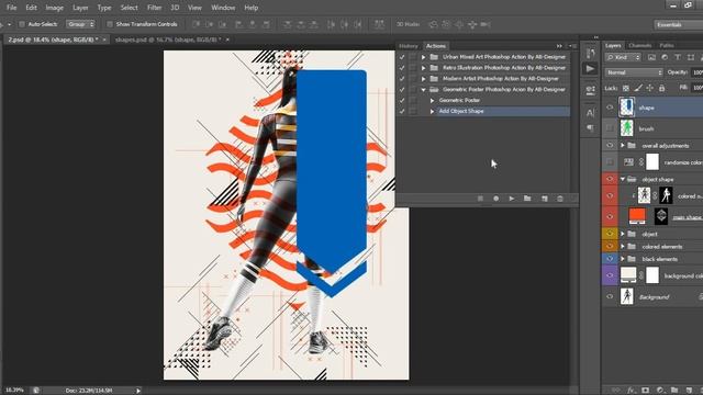 Photoshop Tutorial | Geometric Poster Photoshop Action смотреть онлайн
