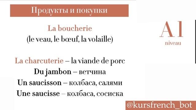 Продукты и покупки. Французский язык. Обучение. Урок.