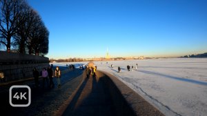 Зимняя прогулка у стрелки Васильевского острова. Санкт-Петербург [4K] / Winter walk.Saint-Petersburg