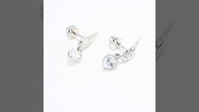 94025022 - Серьги-пусеты Крылья из серебра с фианитами