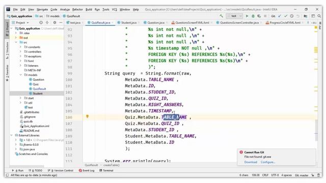 #69. Creating Tables From Java Code | Quiz Applications | JavaFX