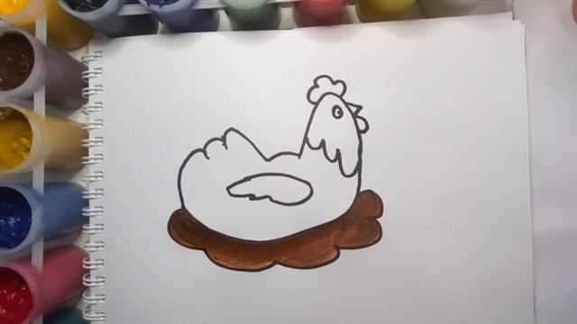 How to draw a chicken | рисование птицы для детей | Сурет салу тауық | tovuq rasmini chizish смотреть онлайн