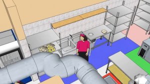 Проект Кухни кафе (Визуализация 3D)