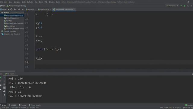 Python Tutorial 6 | Python Operators ,Assignment Operators | pythonSTACK
