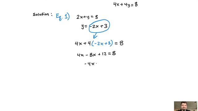 Substitution: Solve the system 2x+y=3, 4x+4y=8 смотреть онлайн