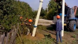 Установка подкоса к железобетонной опоре СВ-9.5