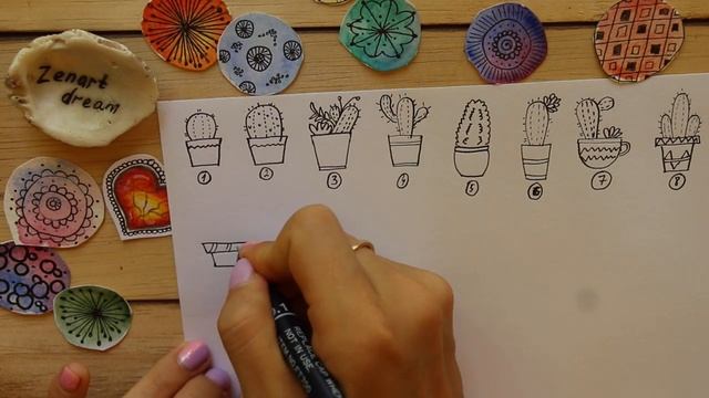 Дудлинг со мной. Как нарисовать кактусы смотреть онлайн