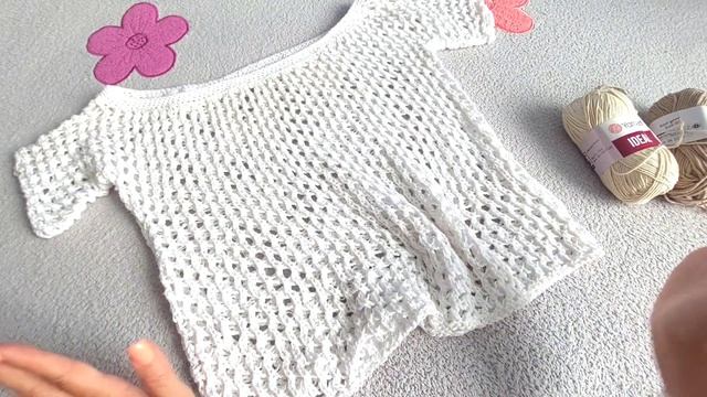 БЕЛОСНЕЖНЫЙ ДЖЕМПЕР СЕТКА С КОРОТКИМИ РУКАВАМИ. СВЯЗАЛА ДАВНО ИЗ ПЕХОРКИ.