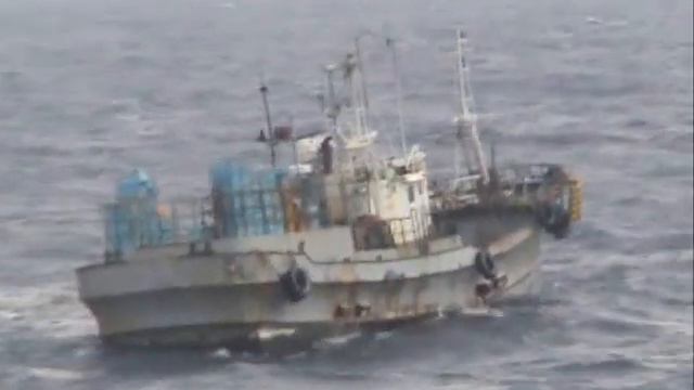 Small Fishing Ship before Heavy Storm in Okhotskoe Sea