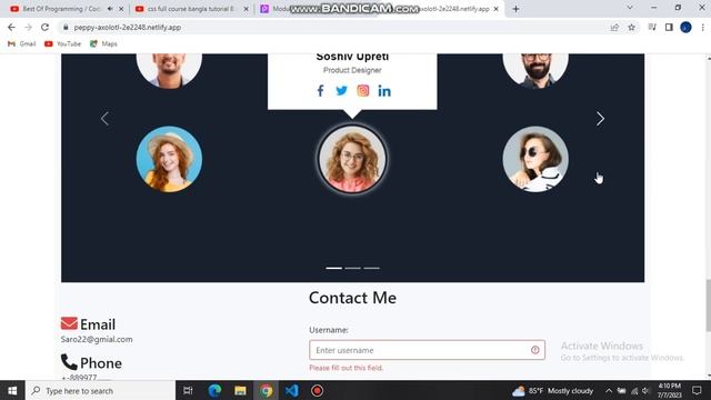 Single page Portfolio Website using Html and CSS lit bit Javascript !