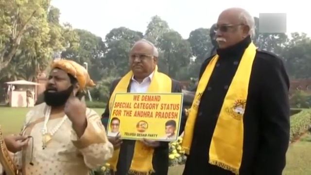 TDP MP dresses up as Chhatrapati Shivaji, demands special status for AP смотреть онлайн