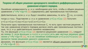 Теорема об общем решении ЛОДУ второго порядка. (Дифференциальные уравнения - урок 12)