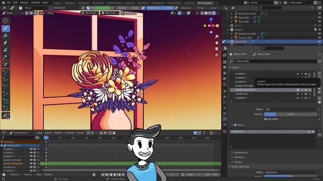 Blender Grease Pencil Beginner Tutorial - 2D & 3D Toon Shaded Scene - Part 2/2 смотреть онлайн
