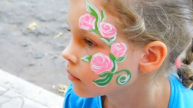 Аквагрим цветы розы / Face painting flowers roses