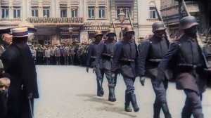 Немецкие солдаты на параде в незалежной Украине. 1918 г. Киев