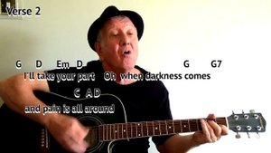 Bridge Over Troubled Water GUITAR LESSON play-along chords and lyrics  (Simon and Garfunkel cover)