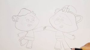 Как нарисовать Саню и Соню | Ми-ми-мишки | мультик раскраска для детей