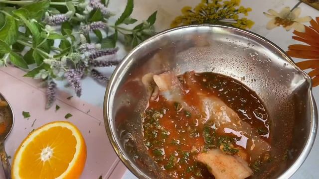 Минтай в апельсиновом маринаде на мангале!