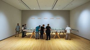 Installation of Jackson Pollock's "Mural" at Stanley Museum of Art, University of Iowa