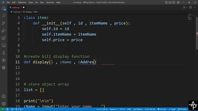 Billing System in python language || Python language