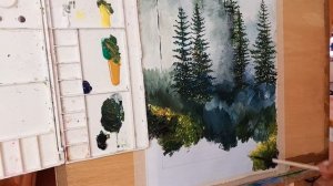 How to paint foggy forest | ACRYLIC PAINTING