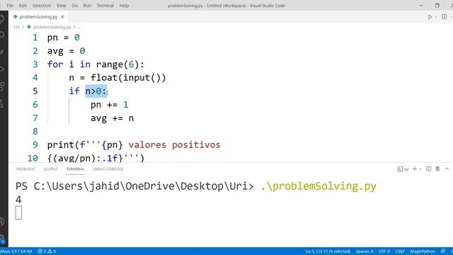 Problem Solving With Python - URI Online Judge 1064 [ POSITIVES AND AVERAGE ]