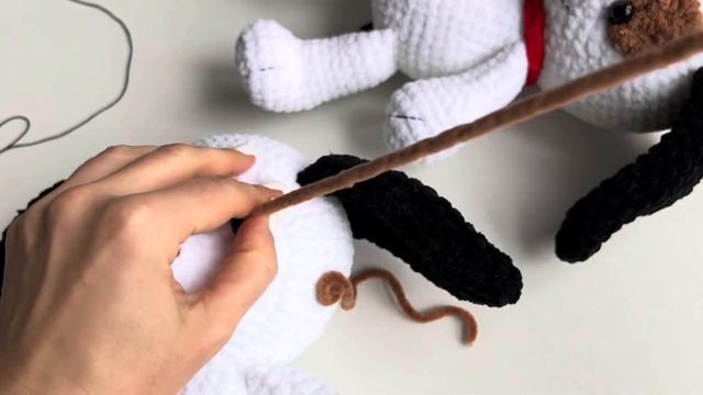 Собачка Соня крючком из плюшевой пряжи  МК  Часть 2