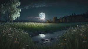 Ощутите чарующую магию ночи полнолуния на безмятежном лугу: прислушайтесь к звукам природы