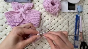 Мастер класс по вязанию повязки с ушками для девочки, размер от 48 до 54