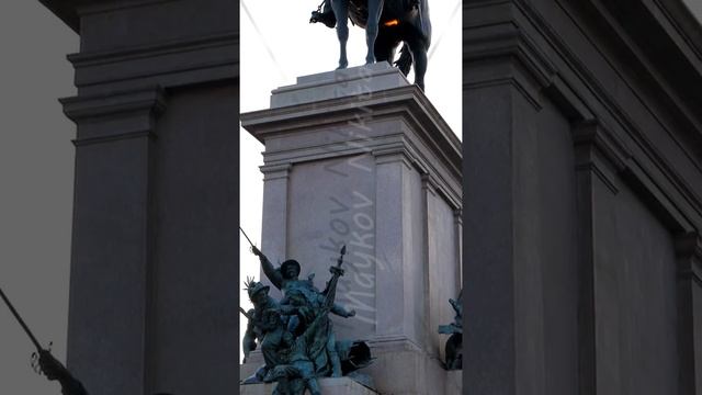 Vertical video. Monument to Garibaldi. Piazza Garibaldi, Rome, Italy