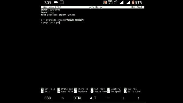 Make own QRCode with python program in termux 2020