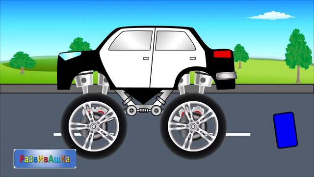 Черный монстр трак против полиции Мультики про машинки смотреть онлайн