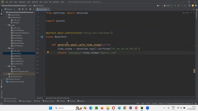 9. Selenium Python Hybrid Framework - Moving duplicate methods to BaseTest