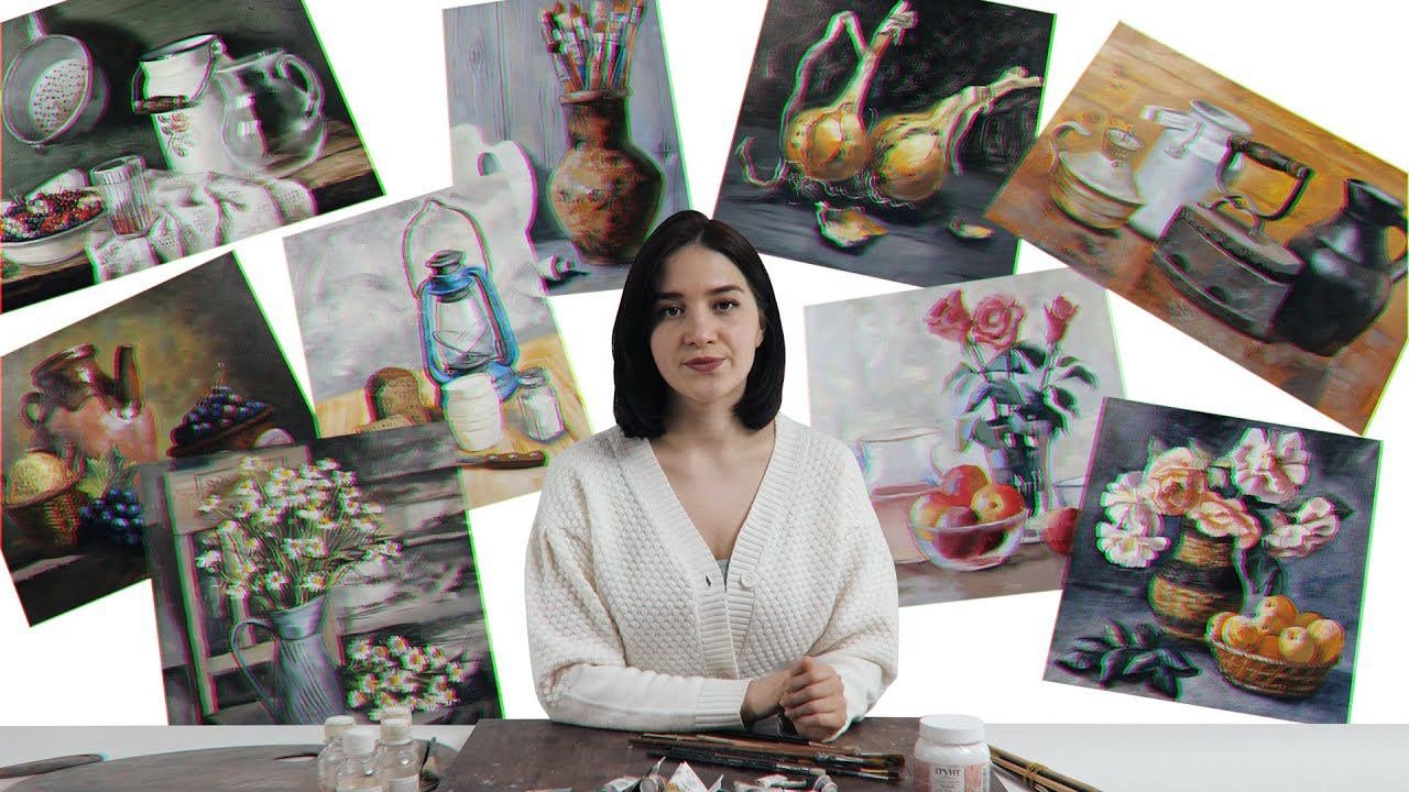Промо онлайн-курса «Натюрморты маслом»