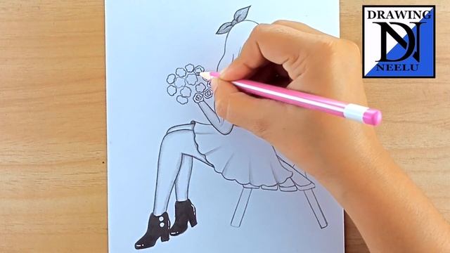 How to draw a sitting girl - Drawing easy || Pencil sketch for beginner || Girl drawing || drawing смотреть онлайн