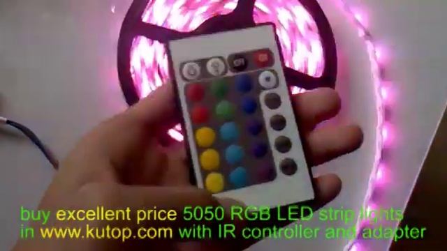 5050_RGB_flexible_LED_strip_lights_with_IR_remote_controller_and_adapter - kutop.com смотреть онлайн