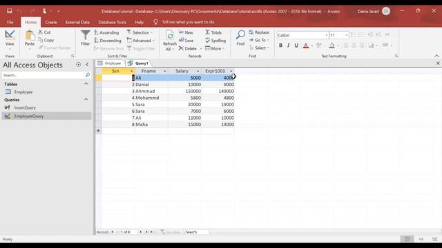 Lesson 6 for SQL with Microsoft Access 2019 Alias and Arithmetic Operators - Arabic Language