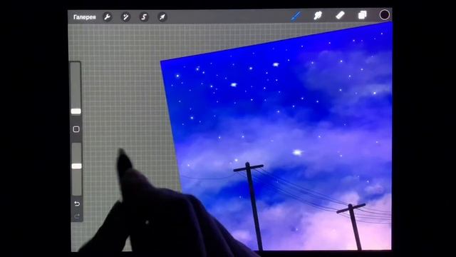How to a paint a Starry Night Sky In Procreate - iPad landscape | 在平板电脑上画画 | タブレットに描く | 태블릿에 그리다 смотреть онлайн