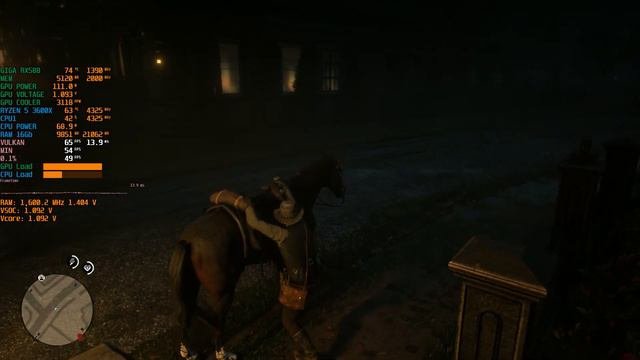 Red Dead Redemption 2 тест в Сан-Дэни на SSD M2 + Ryzen 5 3600X,Giga RX588@1390Мгц,16Гб ОЗУ 3200Мгц
