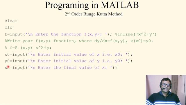 MATLAB programming for Second Order Runge Kutta method || RK2 || Numerical Practical || Lecture 30
