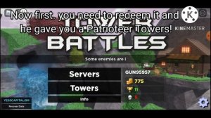 HOW TO GET Patrioteer Towers in CODES! Tower Battles (ROBLOX)