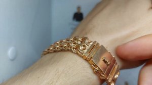 Браслет двойной Бисмарк серебро с позолотой.